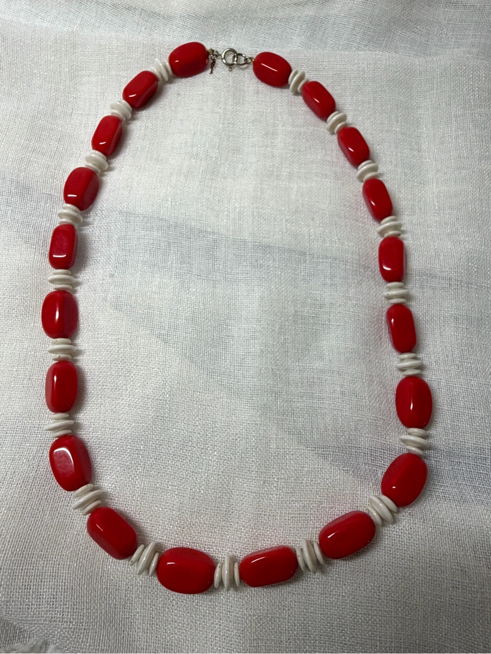 VTG Crown Trifari Red Lucite Bead Statement Necklace Mid Century 50’s 60’s